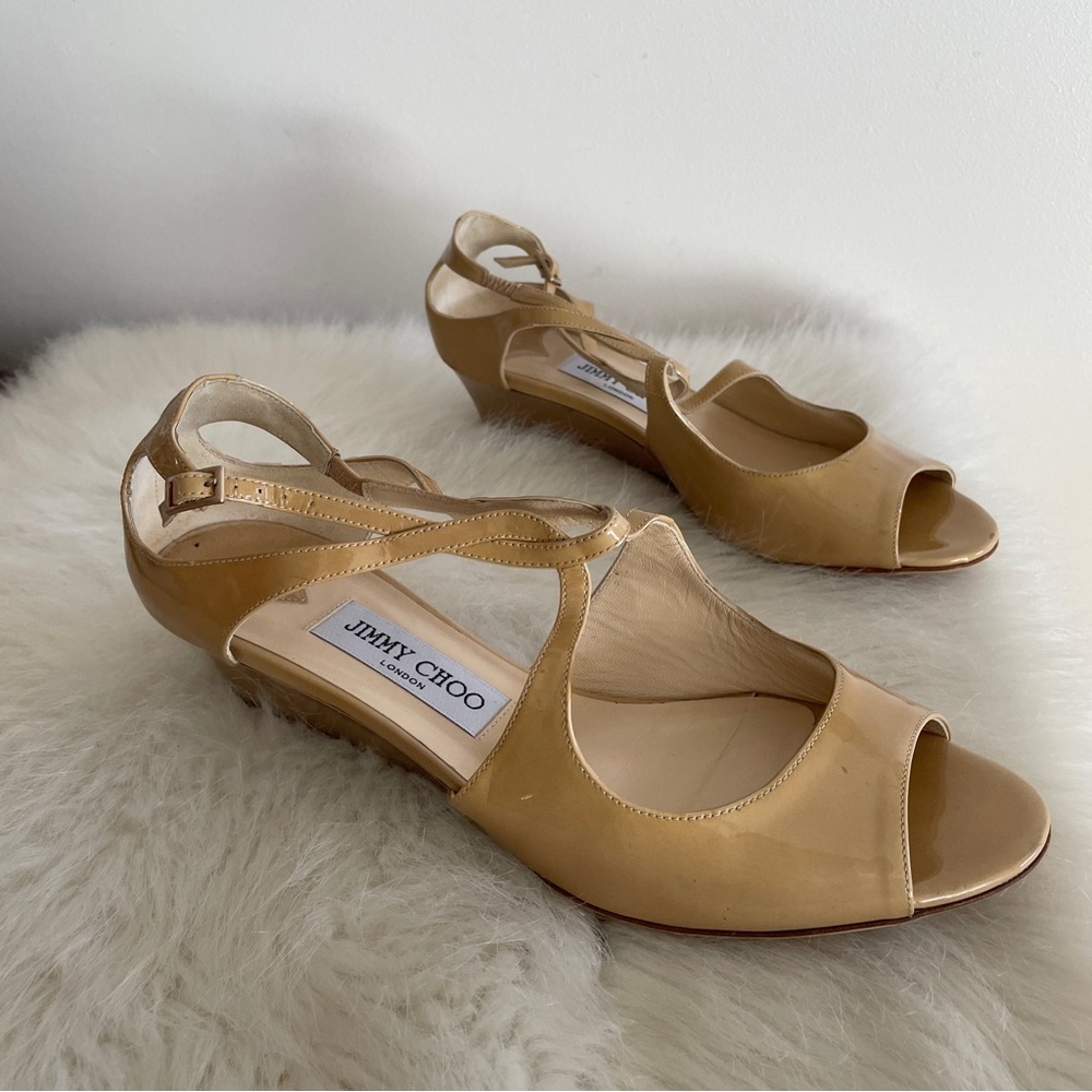 Jimmy Choo Tan Women's Shoes Wedge Heels